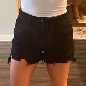 Black cutoff shorts
